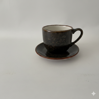 Ceașcă Bel 280 ml cu farfurioară 15 cm Still Cristall hematit | KERA CERAMICA 2.3.4.HEMATIT