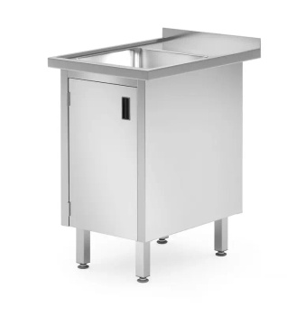 Masă cu chiuvetă cu 1 vas și dulap, 50x70x85 cm | HENDI 813539