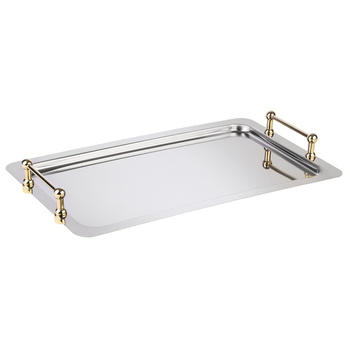 Tavă sistem GN 1/1 BUFFET STAR, oțel inoxidabil, mânere aurite, 53x32.5x6.5 cm | APS 11155