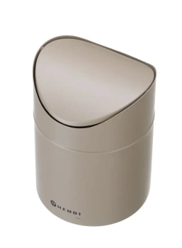 Coș de gunoi de masă cu capac rabatabil, 1,2L, bej, diam. 12 x Î 16,5 cm | HENDI 440797