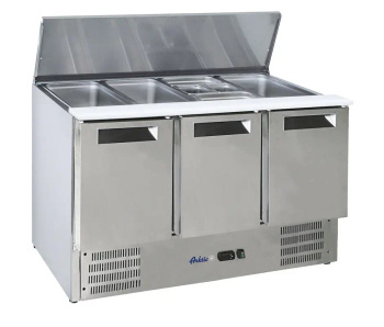 Masa frigorifică pentru salate cu 3 uși, 368 l, oțel inoxidabil, 136.5x70x86 cm | ARKTIC 236178