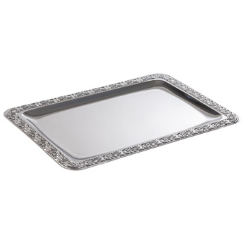 Tavă SCHÖNER ESSEN, cu margine decorativă, din oțel inoxidabil, 35x24x1.5 cm | APS 383