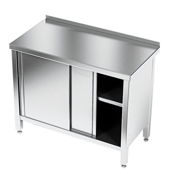 Masa de lucru din inox cu dulap 100x60x85 cm | FORGAST