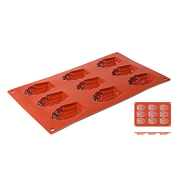 Formă de copt pentru Madeleine, din silicon, 9 cavități cu dimensiuni de 6,8x4,5 cm | CONTACTO 6637/069