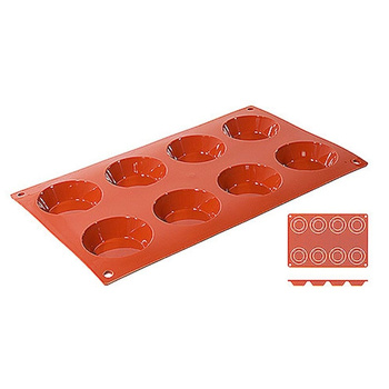 Formă de copt din silicon Tortelett, 8 cavități cu diametrul de 6 cm | CONTACTO 6632/068
