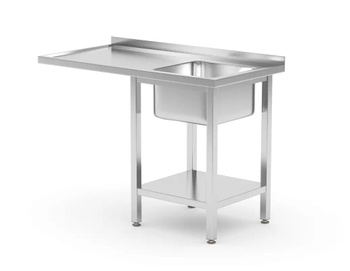 Masă cu chiuvetă, raft și spațiu pentru mașină de spălat vase sau frigider - cu șuruburi, partea dreaptă | HENDI 237526