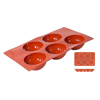 Formă de copt din silicon, semisfere, 5 cavități cu diametrul de 8 cm | CONTACTO 6630/085