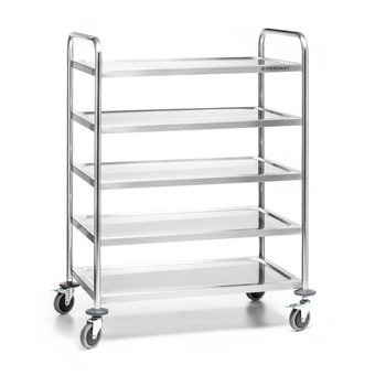 Căruț de ospătar pliabil din inox cu 5 rafturi | FORGAST FG01005