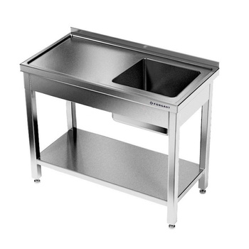 Masă inox cu chiuvetă cu 1 vas și raft 100x70x85 cm | FORGAST