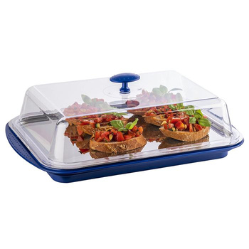 Tavă cu inserție de răcire și capac, albastră 43x29x14 cm | APS 9090