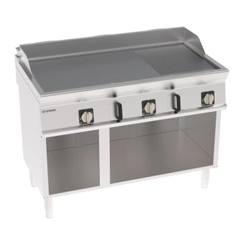 Placă pentru grătar electric, 2/3 netedă, 1/3 ondulată, cromată., perie., bază deschisă, 120 cm, 400V Tecno74 | TECNOINOX 716210