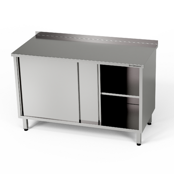 Masă de lucru din oțel inoxidabil cu dulap 150x60x85 cm | FORGAST