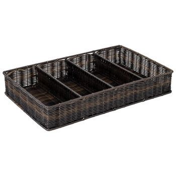 Recipient pentru tacâmuri împletit GN 1/1, maro, 53x32.5x9 cm | APS 11966