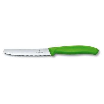Cuțit zimțat pentru legume și fructe Swiss Classic verde, lungime lamă 11 cm | VICTORINOX 6.7836.L114