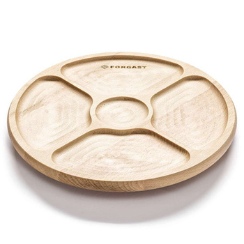 Plată rotativă din lemn pentru servire, 4 compartimente, diametru 33 cm, lemn de fag | FORGAST FG12650