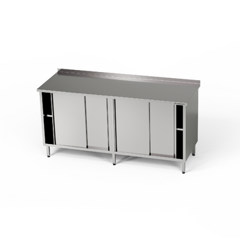 Masă de lucru din oțel inoxidabil cu 2 dulapuri 210x70x85 cm | FORGAST