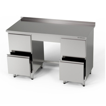 Masă de lucru din oțel inoxidabil cu 2 blocuri de 2 sertare 260x60x85 cm | FORGAST