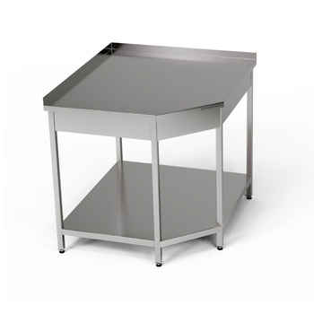 Masă de lucru de colț din oțel inoxidabil cu raft 96,8x60x85 cm | FORGAST