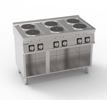 Aragaz electric cu 6 arzătoare diametrur. 22 cm cu bază deschisă | TECNOINOX 716011