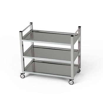 Cărucior cu 3 rafturi din oțel inoxidabil cu mâner vertical 120x40x85 cm | FORGAST