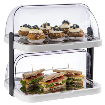 Vitrină bufet cu două niveluri DOPPELDECKER cu element de răcire, albă, 44x32x44 cm | APS 9200