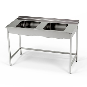 Masă inox cu chiuvetă cu 2 compartimente 100x70x85 cm | FORGAST