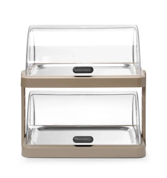 Vitrină frigorifică dublă cu roll-top Duo UNIQ proiectată de Robert Bronwasser, bej, 48x35,5x48 cm | HENDI 871959