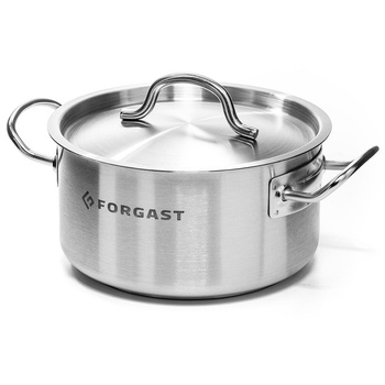 Oală joasă din oțel inoxidabil cu capac, 8 l, diametru 28 cm | FORGAST FG02288