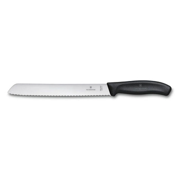 Cuțit pentru pâine Swiss Classic negru lungime lamă 21 cm | VICTORINOX 6.8633.21B