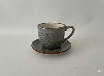 Ceașcă Bel 280 ml cu farfurioară 15 cm Still Rustic gri | KERA CERAMICA 2.3.4.RUSTIC GRI