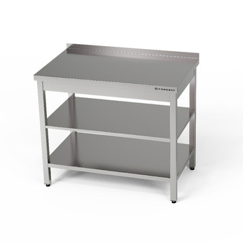 Masă de lucru din oțel inoxidabil cu două rafturi 120x70x85 cm | FORGAST