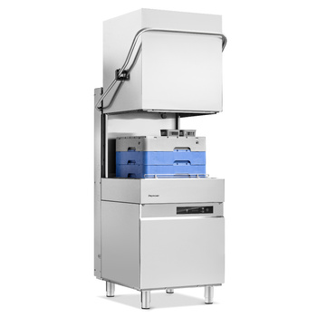 Mașină de spălat vase gastronomică tip capotă cu pompă de evacuare, control electronic, dozator de detergent, 9,55 kW, 400 V | PROFICHEF PCZ-04103