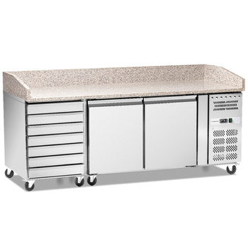 Masa frigorifică pentru pizza cu 2 uși și sertare 428 l | FORGAST FG07204