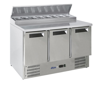 Masa frigorifică cu 3 uși pentru salate, cu suprastructură, 368 l, 8x GN1/6 | HENDI 236239