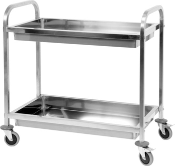 Carucior ospătar inox 2 rafturi adânci pliabil | YATO YG-09099