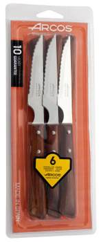 Set de 6 cuțite de friptură, FOREST - lungime. 22 cm, fag | ARCOS 372000