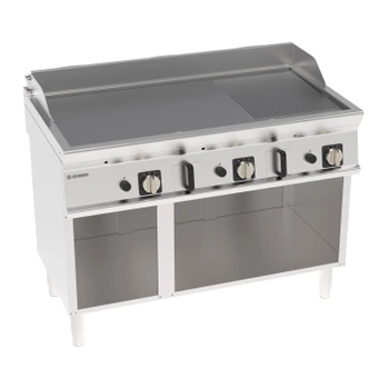 Placă pentru grătar cu gaz, 2/3 netedă, 1/3 canelată, cromată., perie., pe sub. deschis 120 cm | TECNOINOX 713163