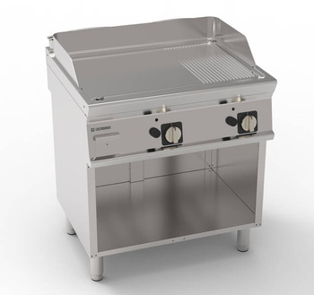 Placă de grătar cu caneluri pentru gaz 1/3 pe o bază deschisă 74,8x56,4 cm | TECNOINOX 713046