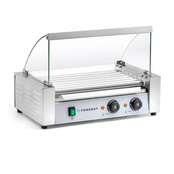 Grătar cu role pentru crenvurști cu protecție din sticlă, 7 role, 1.05 kW, 230 V | FORGAST FG09600