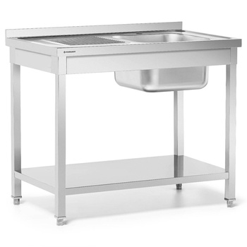 Masă inox cu chiuvetă cu 1 vas dreapta cu raft 100x60x85 cu șuruburi | FORGAST FG15338