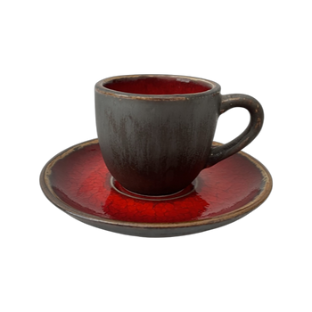 Ceașcă Bel 100 ml cu farfurioară 11 cm Still Cristall rubin | KERA CERAMIKA 2.3.3.RUBIN