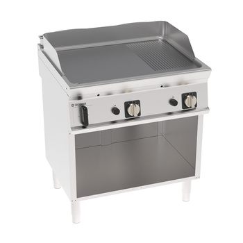 Placă de grătar cu gaz cromată 1/3 canelată periat pe bază deschisă 14 kW | TECNOINOX 713192